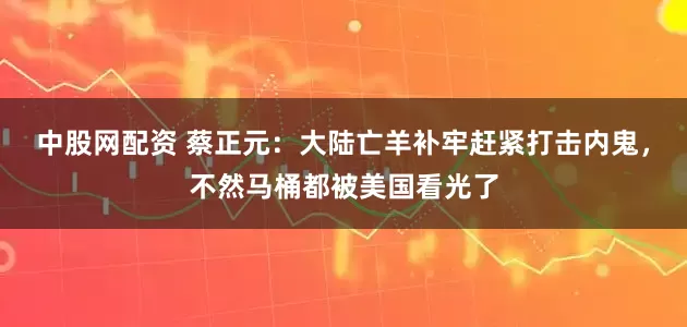 中股网配资 蔡正元：大陆亡羊补牢赶紧打击内鬼，不然马桶都被美国看光了